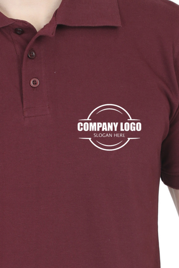 Men's Customizable Left-Side Logo Polo T-Shirt – Black, Navy Blue, Maroon