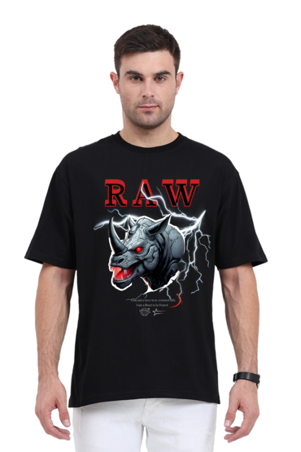 Men's & Women's Black & White 'Raw Rhino' Oversized Graphic T-Shirt